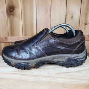 Merrell Jungle Moc Shoes Mens 9 Brown Leather Slip On Comfort Walking Casual